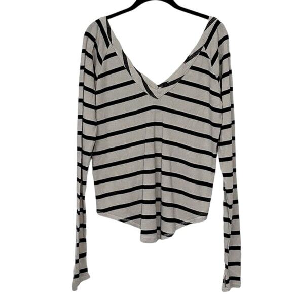 Chaser Women's Striped V-Neck Long Sleeve Top Multicolor Size S NWOT - Picture 2 of 3